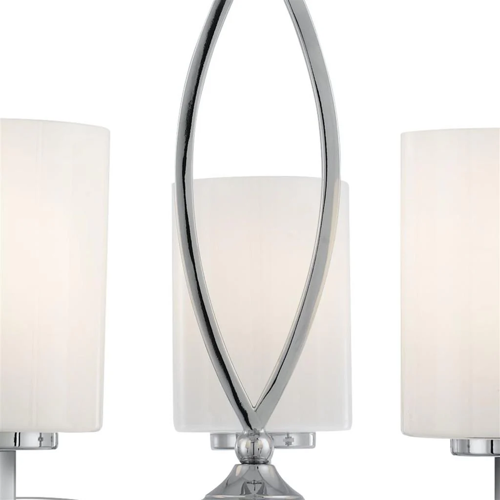 Gina 5Lt Multi-Arm Pendant - Chrome & White Glass Shades - Image 2