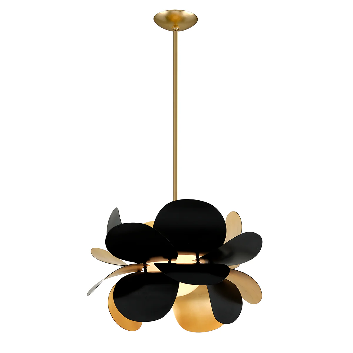Ginger 1Lt Small/Large Pendant - Gold Leaf & Black - Image 2