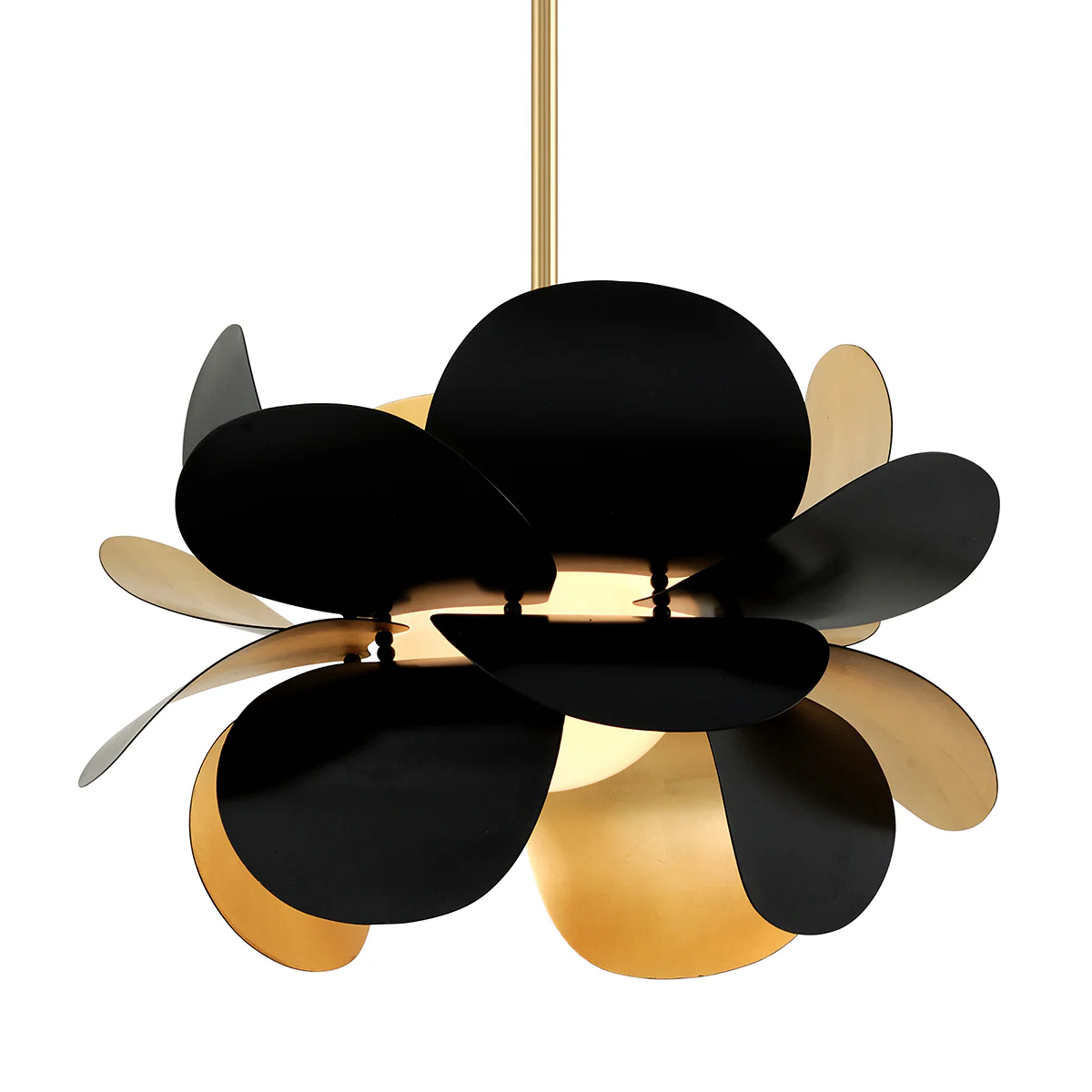 Ginger 1Lt Small/Large Pendant - Gold Leaf & Black - Image 4