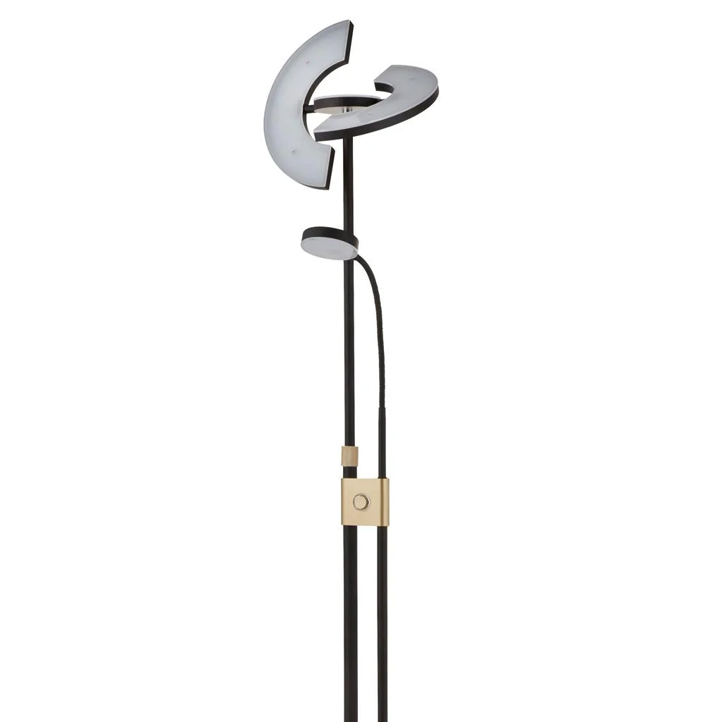 Gio Floor Lamp - Black & Satin Brass Metal/Satin Nickel & Chrome Metal Integrated LED - Image 3