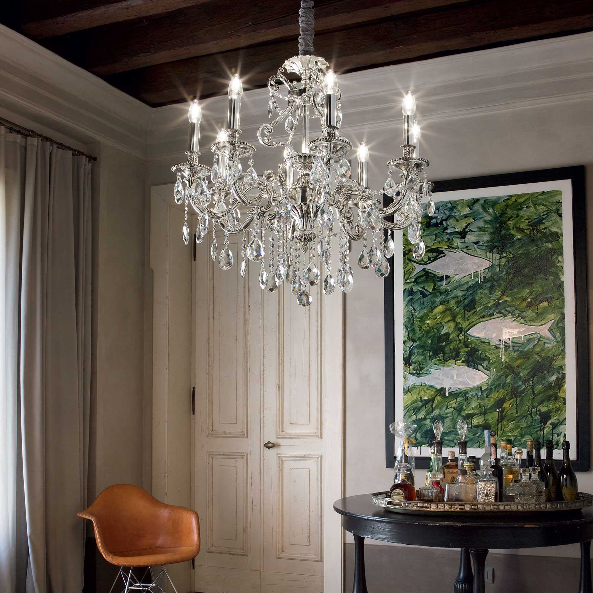 Gioconda Chandelier 6/8/12Lt - Silver/Gold Finish - Image 7