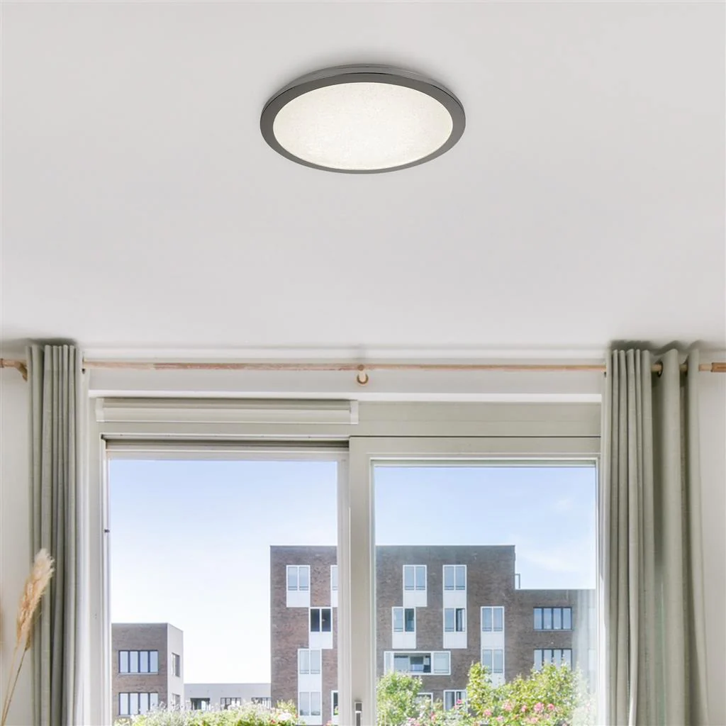 Scilly LED Flush Chrome & Crystal Sand IP44 - Various Sizes - Image 2