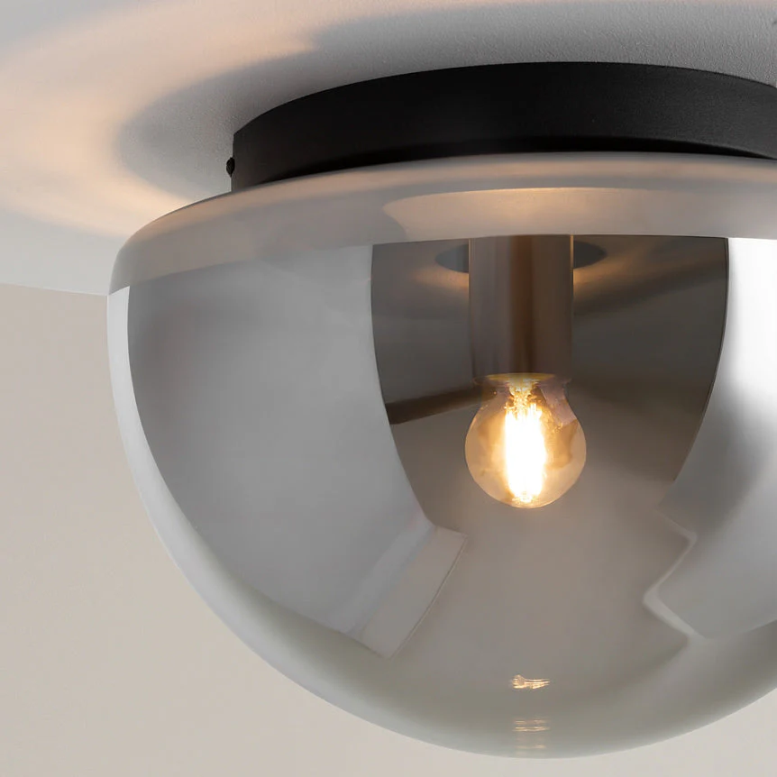 Glassy Flush Ceiling Lamp - Gold/ Black Finishes - Image 3