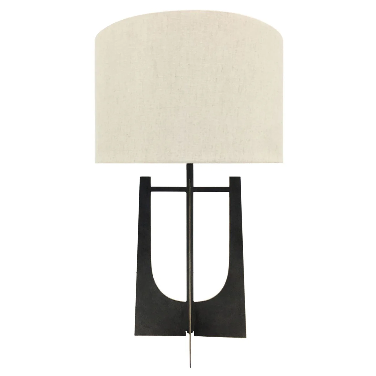 Glenthorpe Hammered Iron Table Lamp - Gilded Oak with Irish Linen Shade