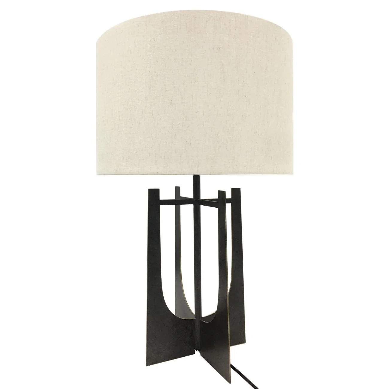 Glenthorpe Hammered Iron Table Lamp - Gilded Oak with Irish Linen Shade - Image 2