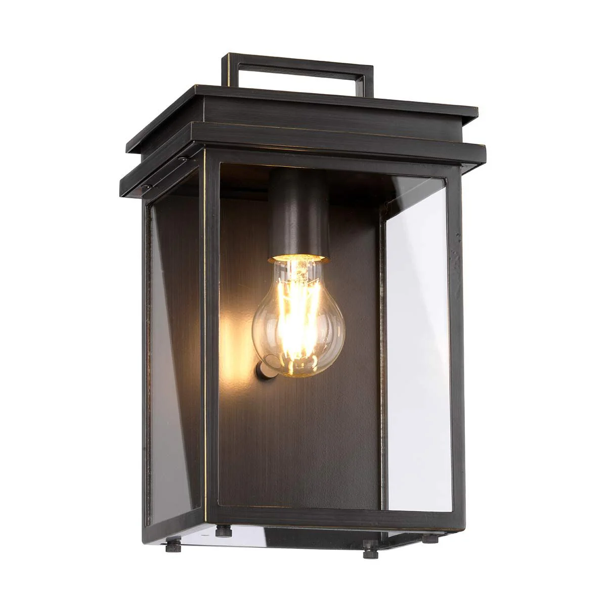 Glenview 1 Light Small/Medium Wall Lantern - Antique Bronze E27 IP44 - Image 2