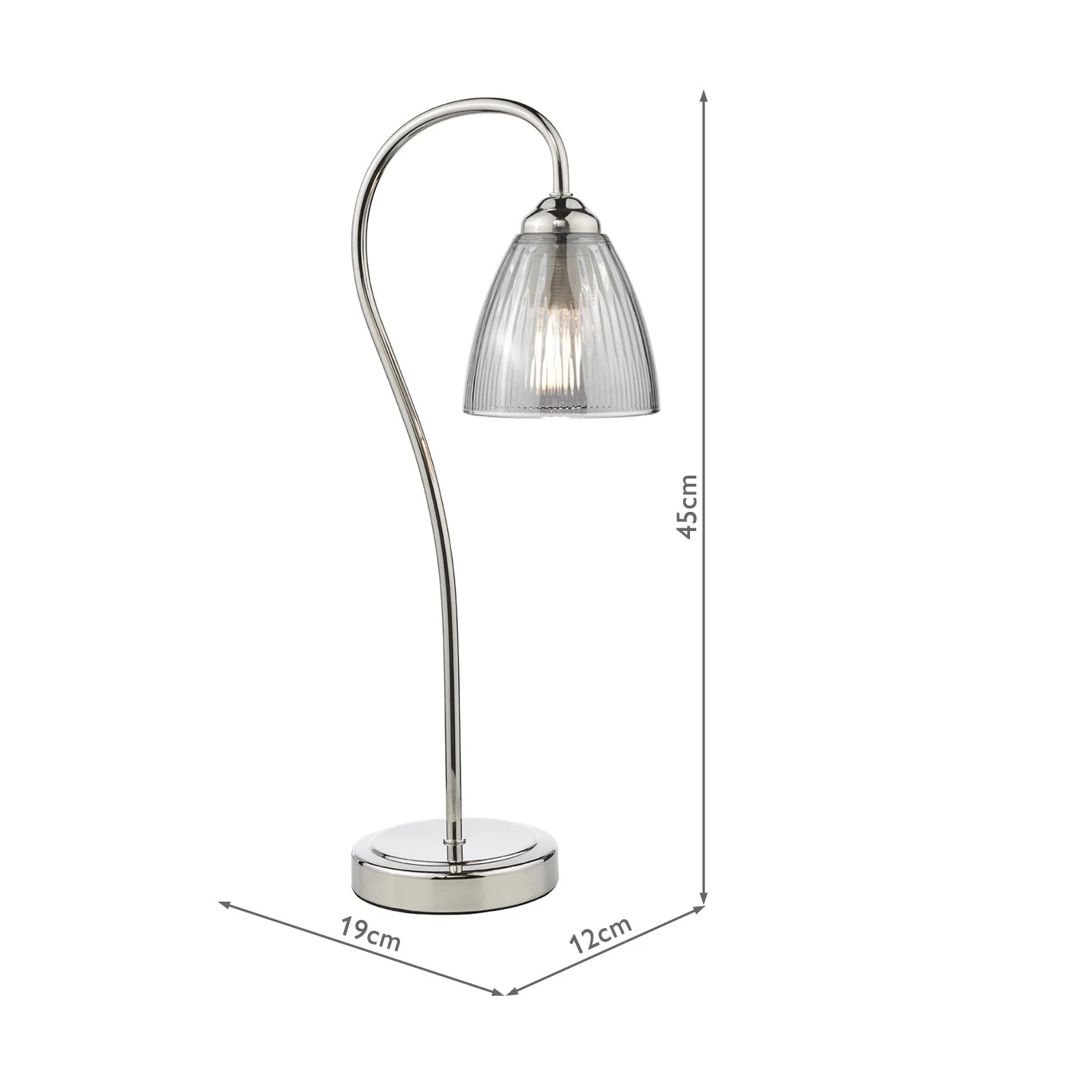 Glynis Table Lamp Antique Bronze/Polished Nickel & Ribbed Glass E14 - Image 17
