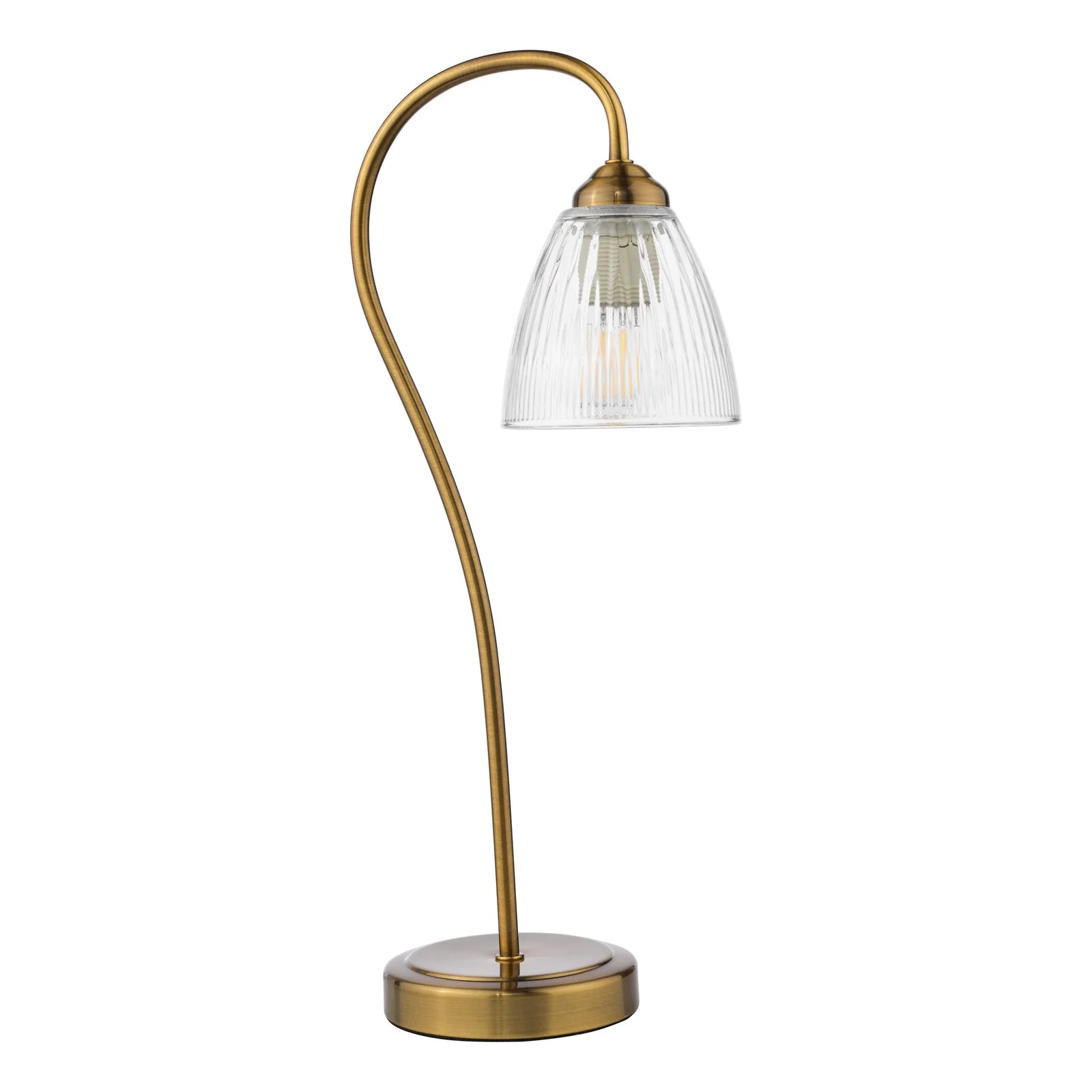 Glynis Table Lamp Antique Bronze/Polished Nickel & Ribbed Glass E14 - Image 2