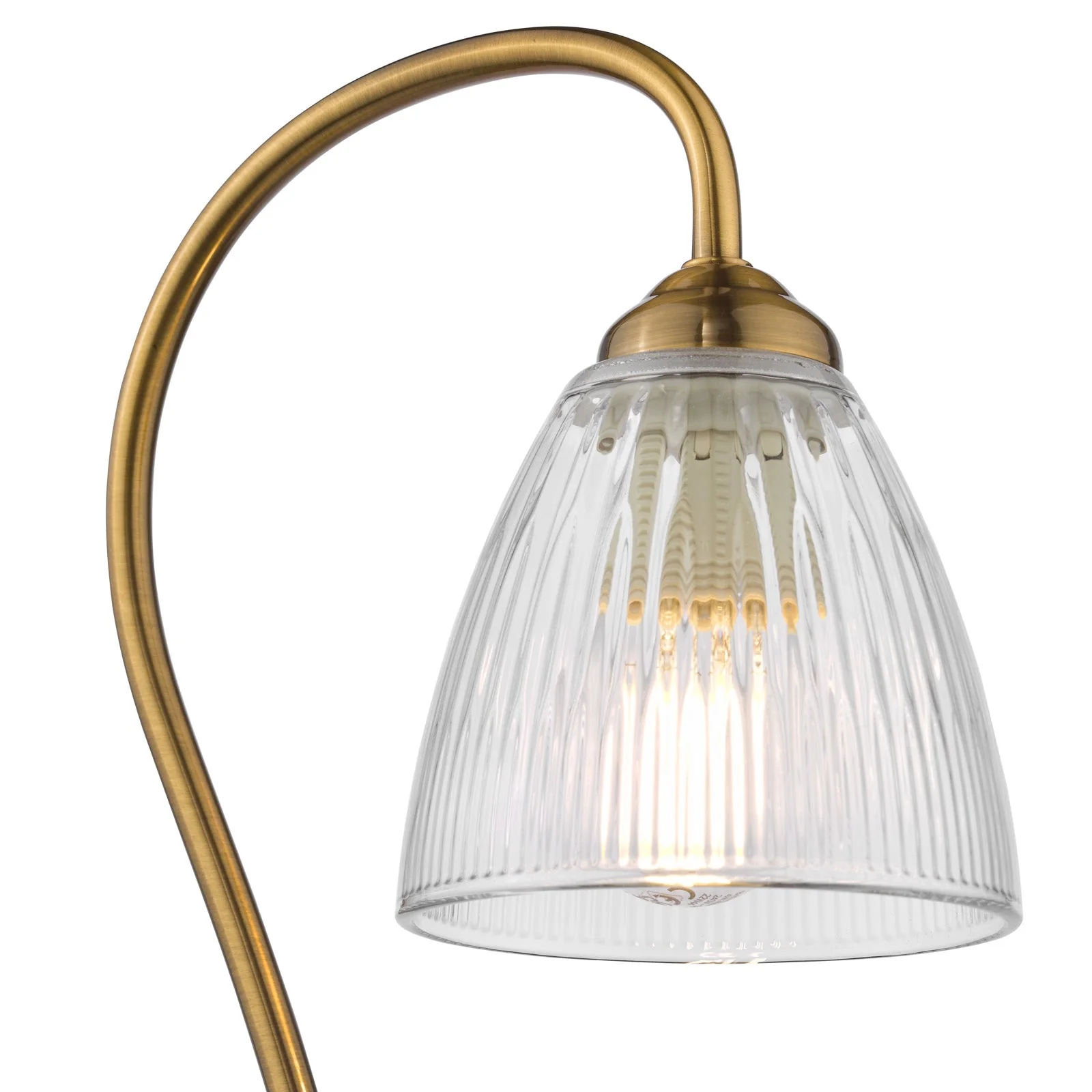 Glynis Table Lamp Antique Bronze/Polished Nickel & Ribbed Glass E14 - Image 3