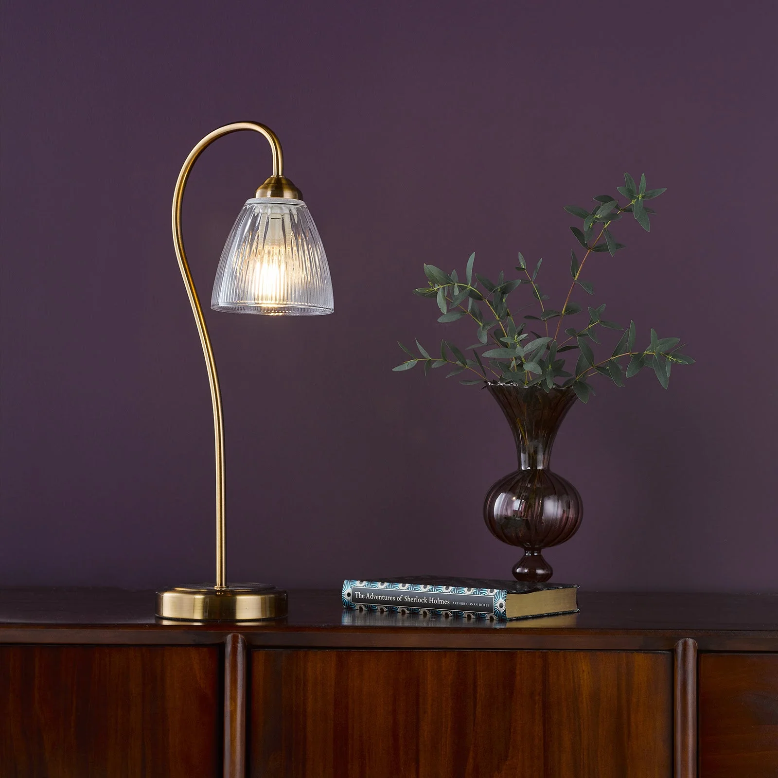 Glynis Table Lamp Antique Bronze/Polished Nickel & Ribbed Glass E14 - Image 5