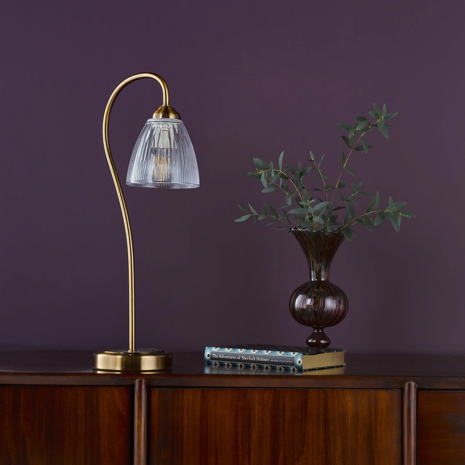 Glynis Table Lamp Antique Bronze/Polished Nickel & Ribbed Glass E14 - Image 6