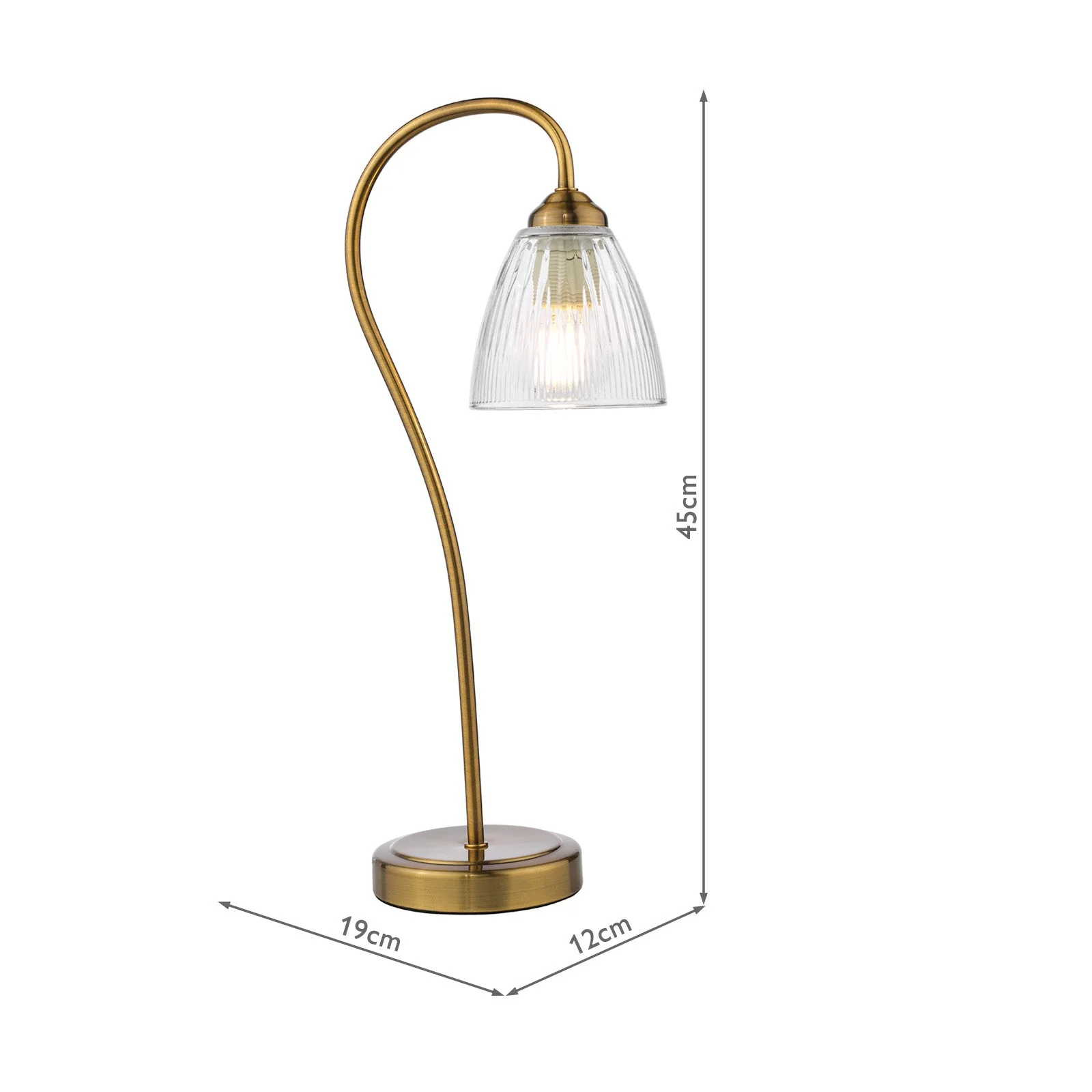 Glynis Table Lamp Antique Bronze/Polished Nickel & Ribbed Glass E14 - Image 8