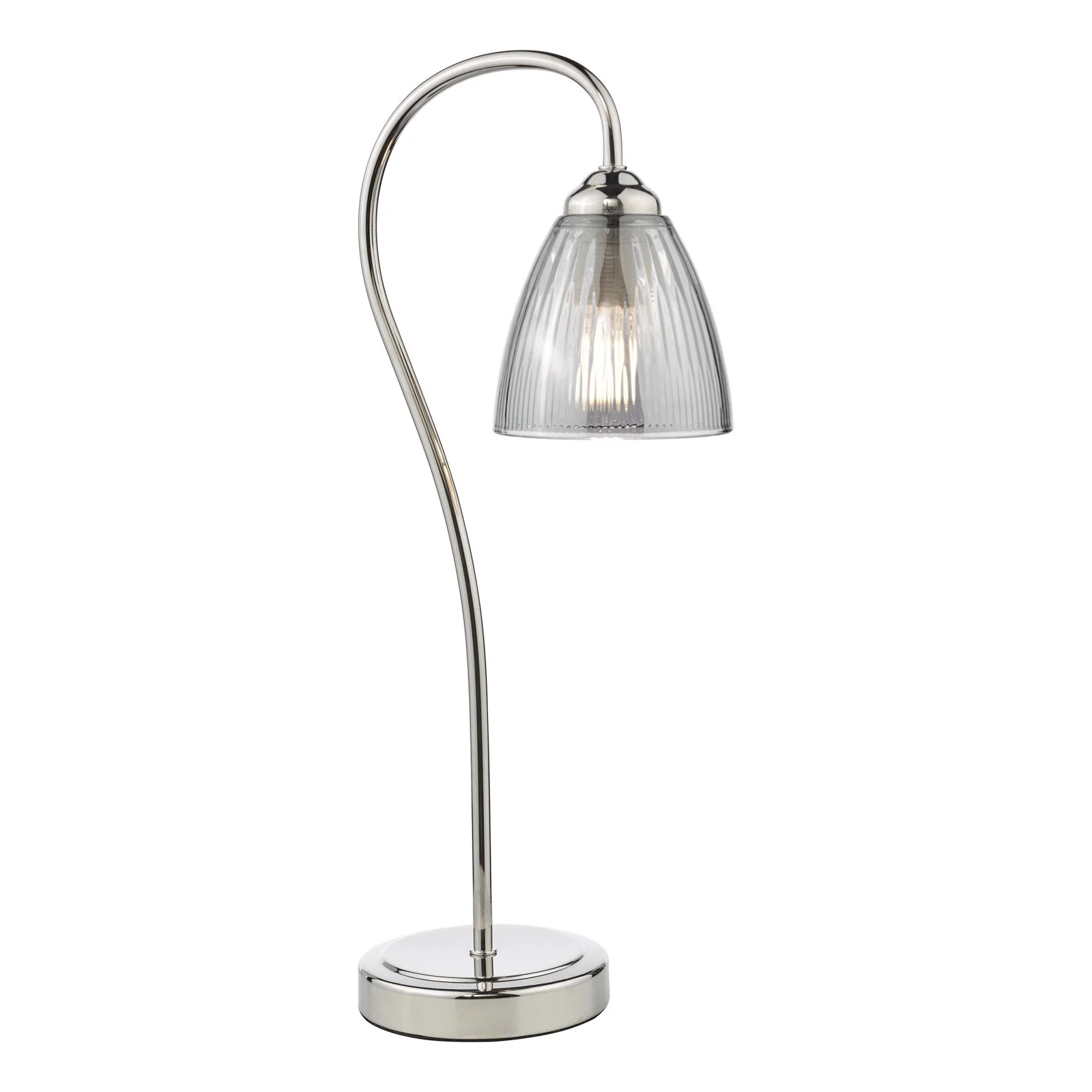 Glynis Table Lamp Antique Bronze/Polished Nickel & Ribbed Glass E14 - Image 9