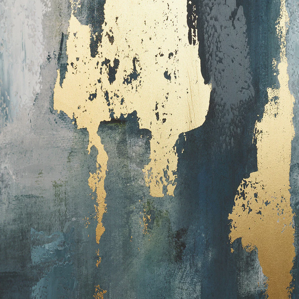 Gold and Blue Tone Abstract Canvas with Black Frame - Image 9