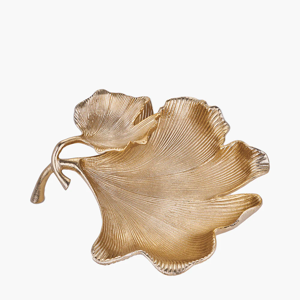 Gold Metal Dual Gingko Leaf Bowl - Image 2