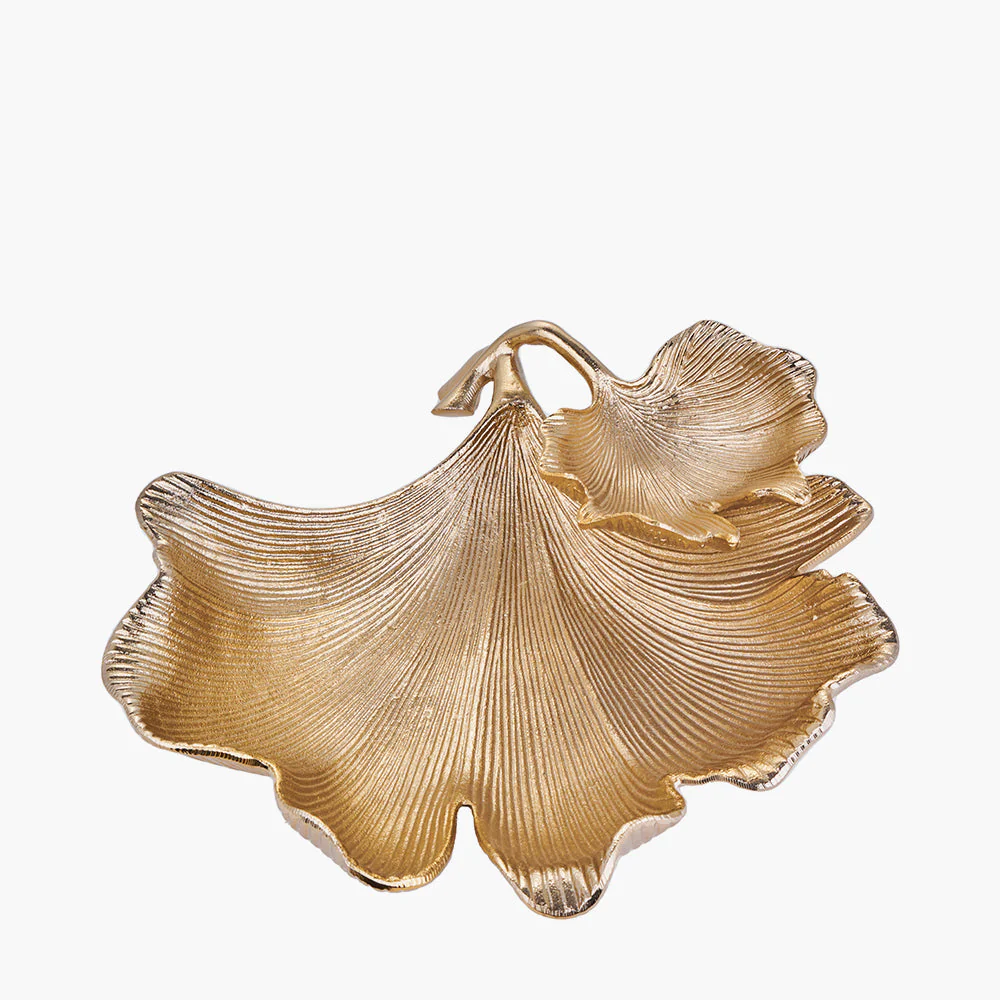 Gold Metal Dual Gingko Leaf Bowl - Image 3