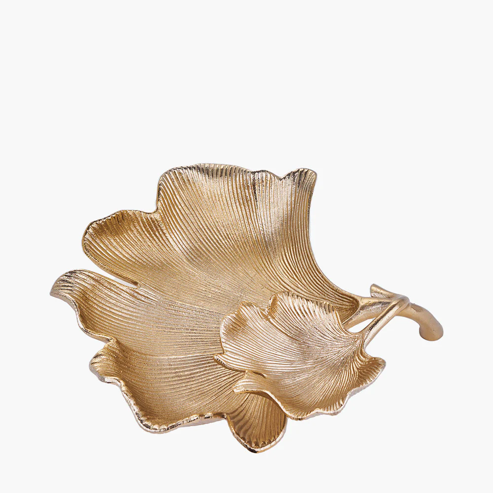 Gold Metal Dual Gingko Leaf Bowl - Image 4
