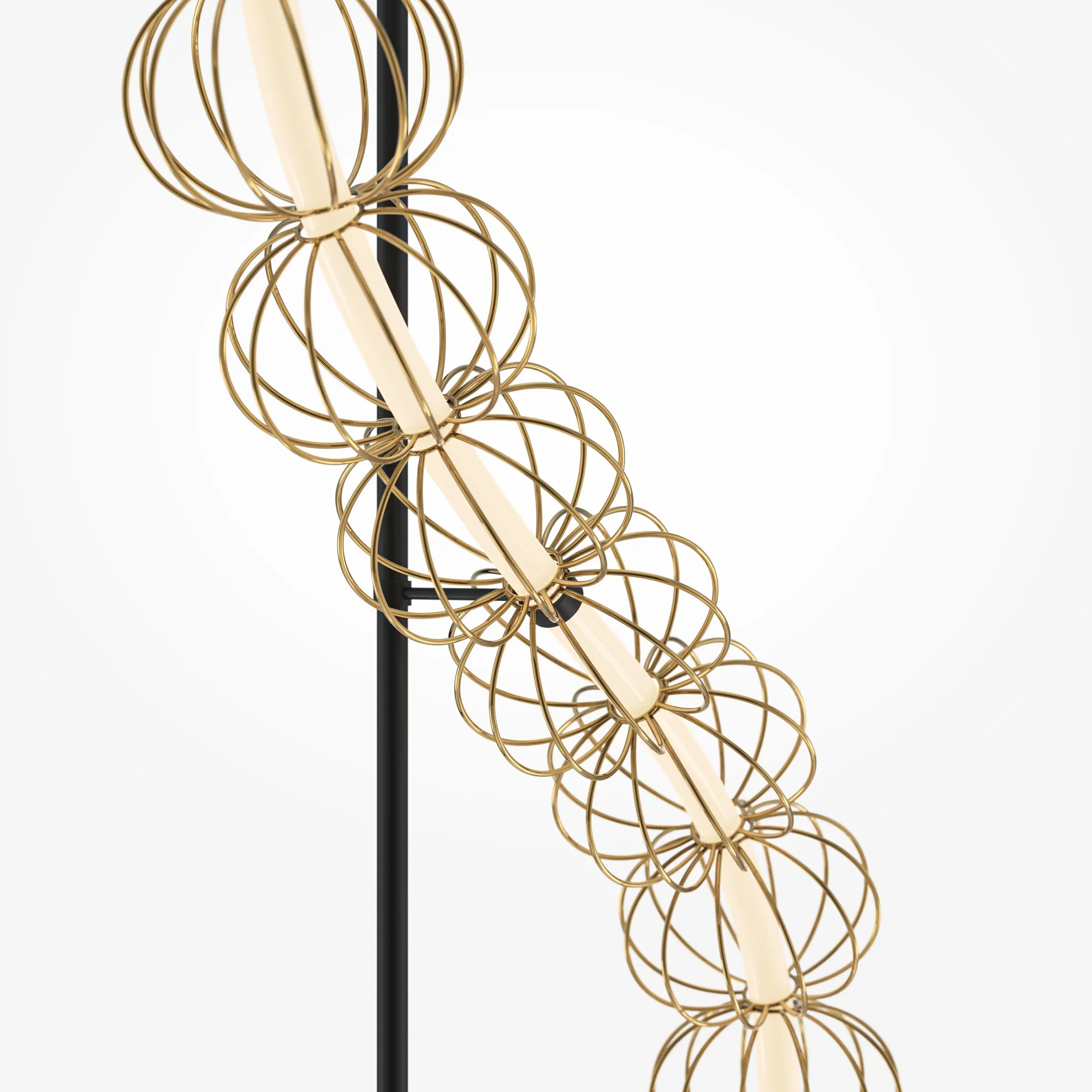 Golden Cage Floor lamp Integrated LED - Gold & White Finish - Image 7