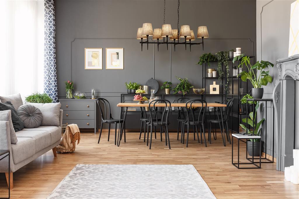 Gothic 8lt Bar Pendant, Adjustable Height, Dimmable- Hammered Black Metal & Natural Linen - Image 4