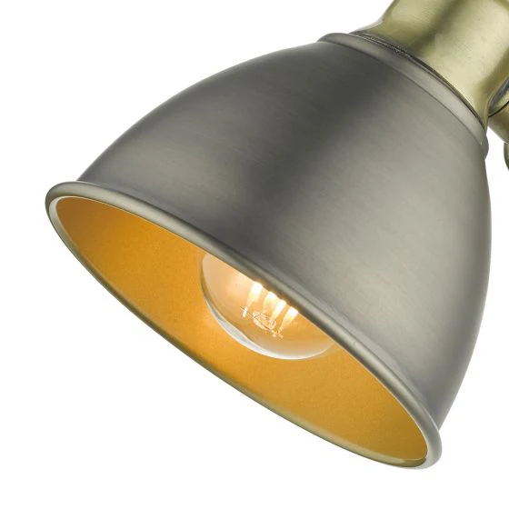 Governor Single Wall Spotlight - Antique Chrome & Brass - Image 2