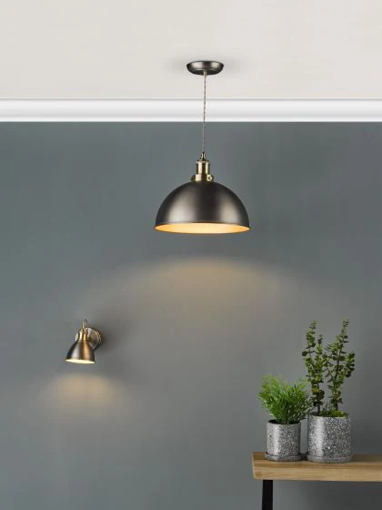 Governor Single Wall Spotlight - Antique Chrome & Brass - Image 4