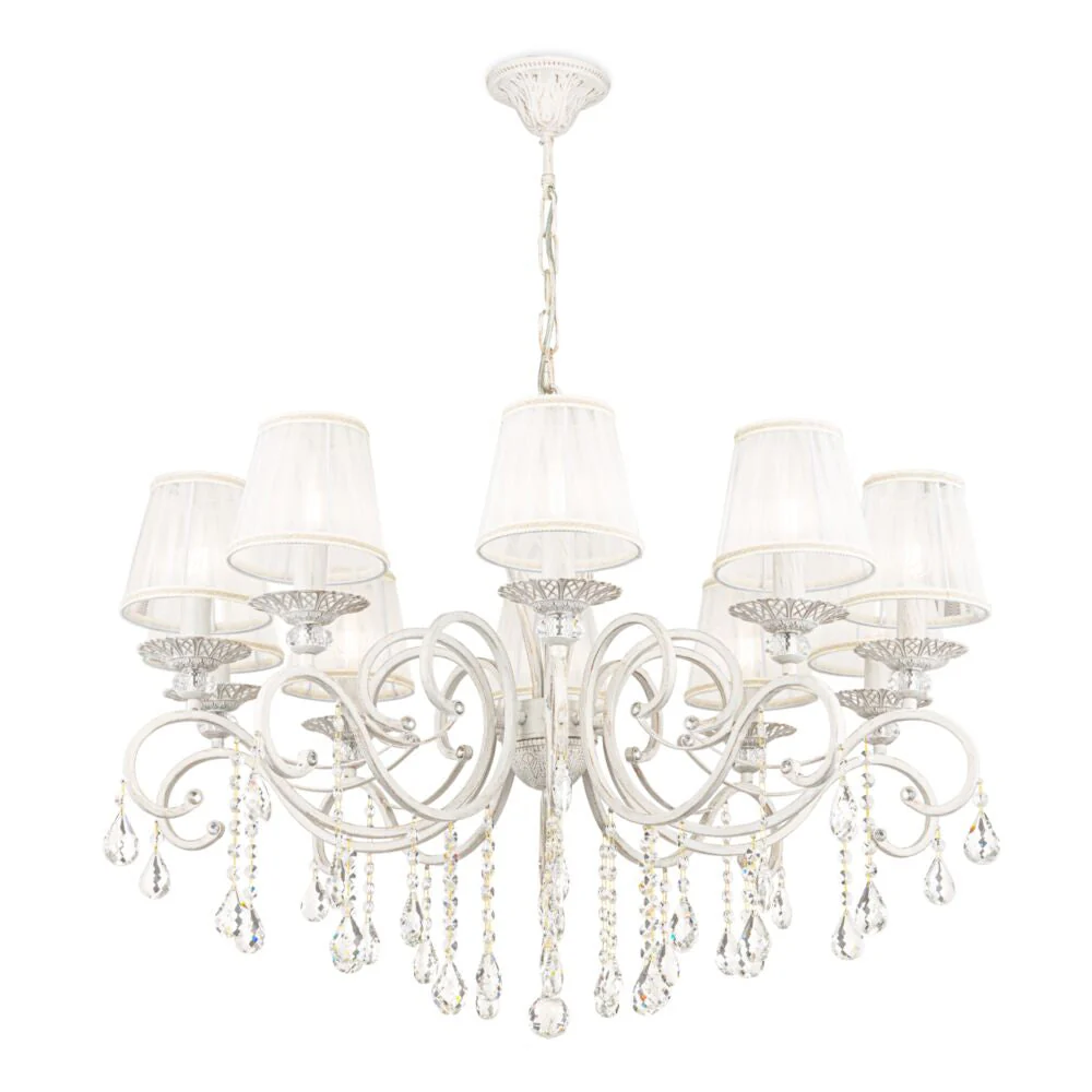 Grace 10Lt Chandelier - White with Gold - Image 3