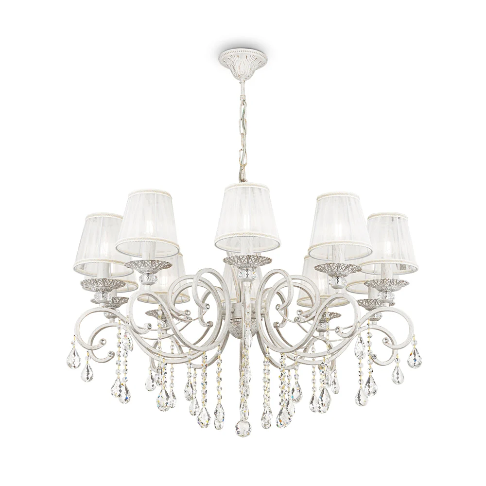Grace 10Lt Chandelier - White with Gold - Image 4