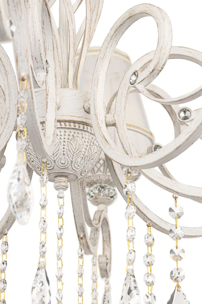 Grace 10Lt Chandelier - White with Gold - Image 5