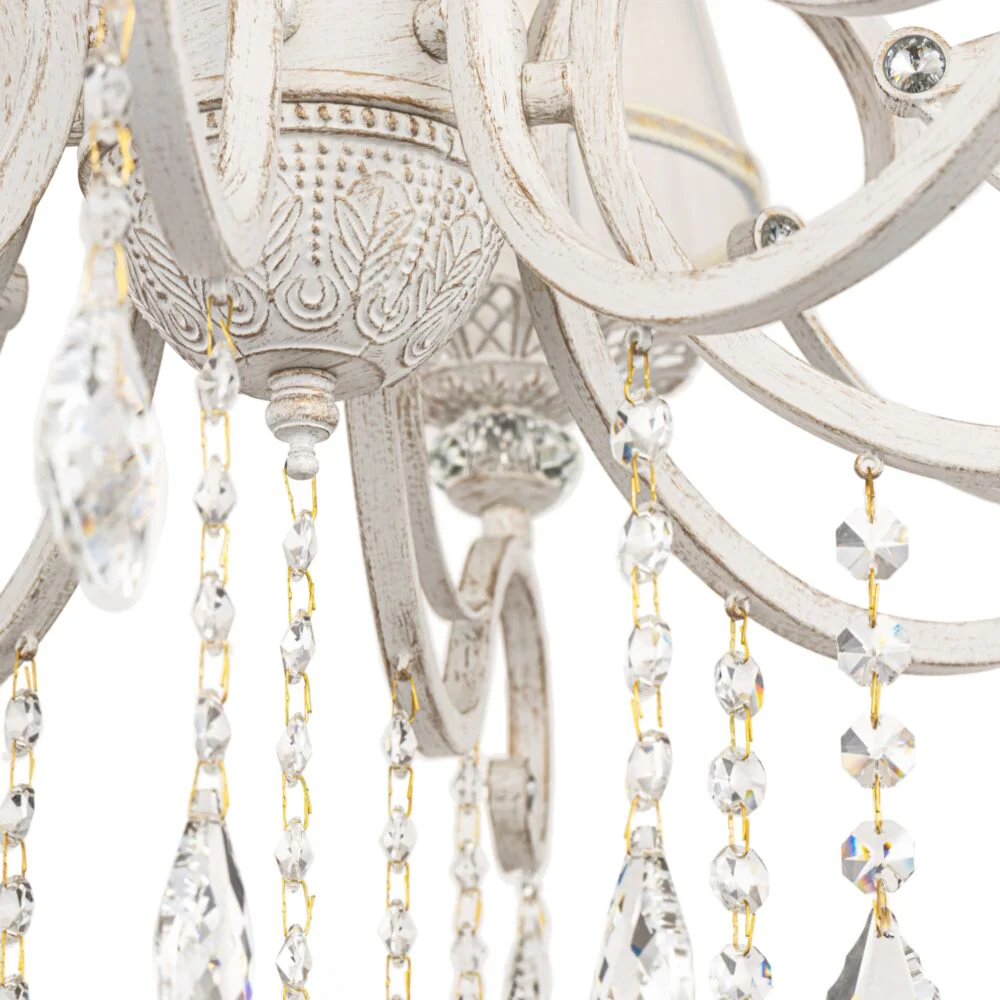Grace 10Lt Chandelier - White with Gold - Image 6