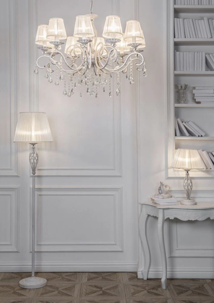 Grace 10Lt Chandelier - White with Gold - Image 9