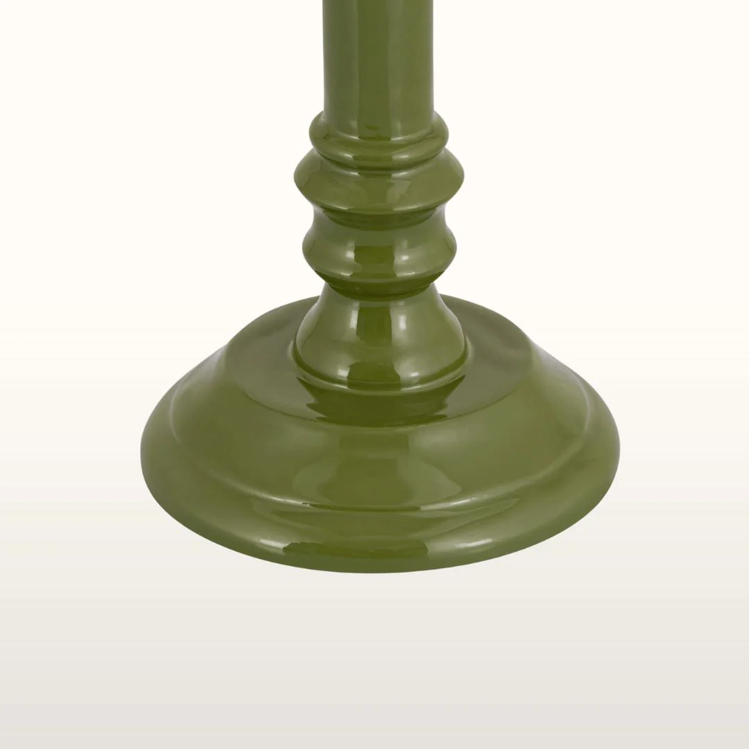 Roches Green Enamel Table Lamp- Natural/ Green Lampshades - Image 3