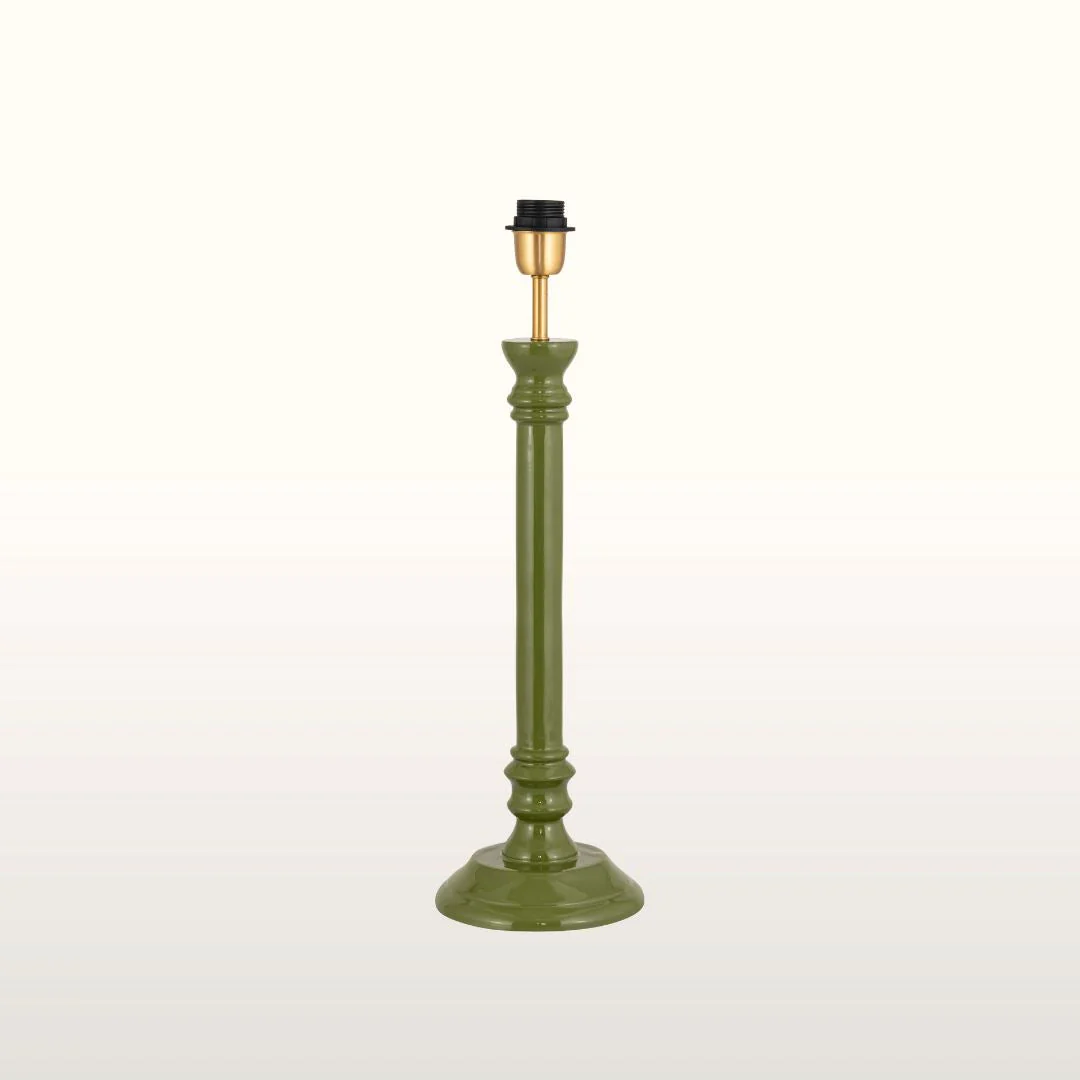 Roches Green Enamel Table Lamp- Natural/ Green Lampshades - Image 5