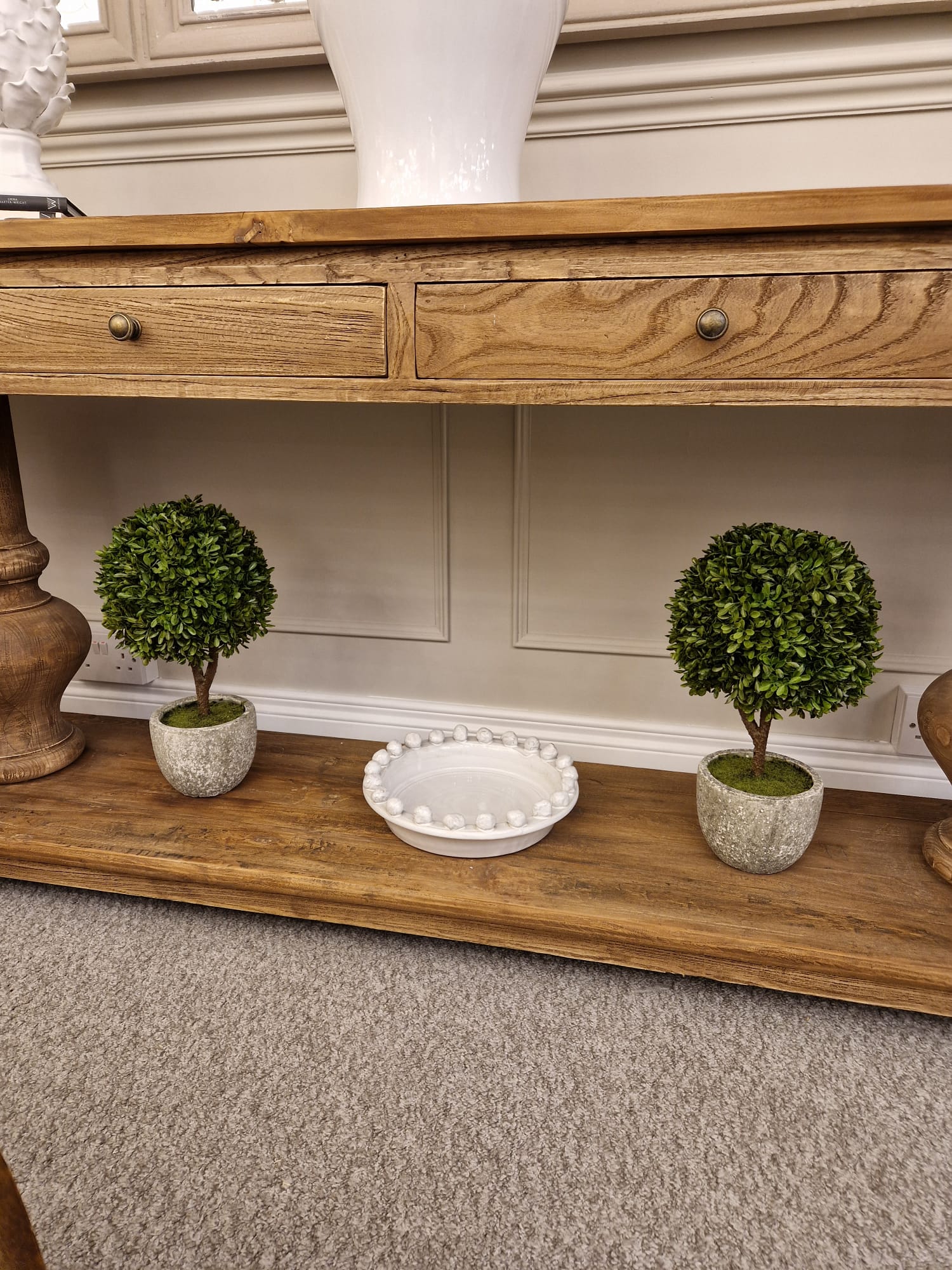 Green Miniature Boxwood Ball Shrub in Stone-look Pot - Image 2
