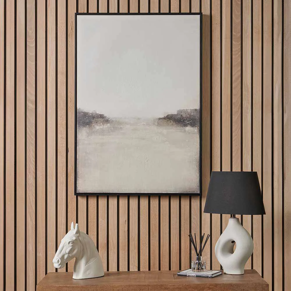 Grey and White Abstract Canvas with Black Frame - Image 5