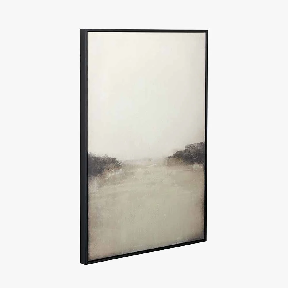 Grey and White Abstract Canvas with Black Frame - Image 6