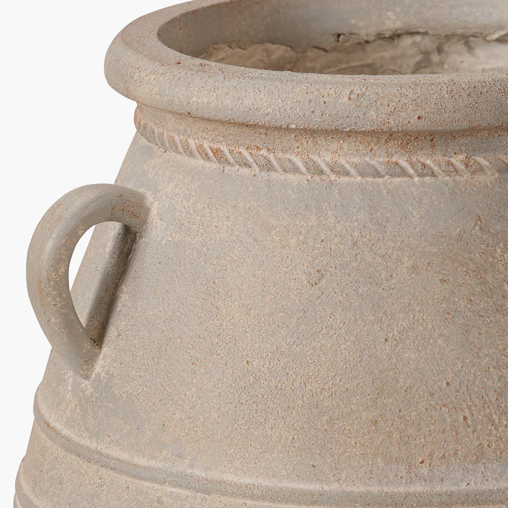 Grey Wash Fibrestone Decorative Vase with Handles - Small/Large - Image 4