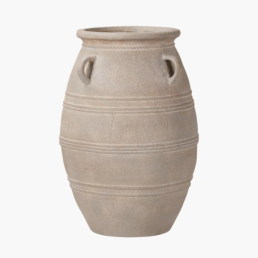 Grey Wash Fibrestone Decorative Vase with Handles - Small/Large - Image 5