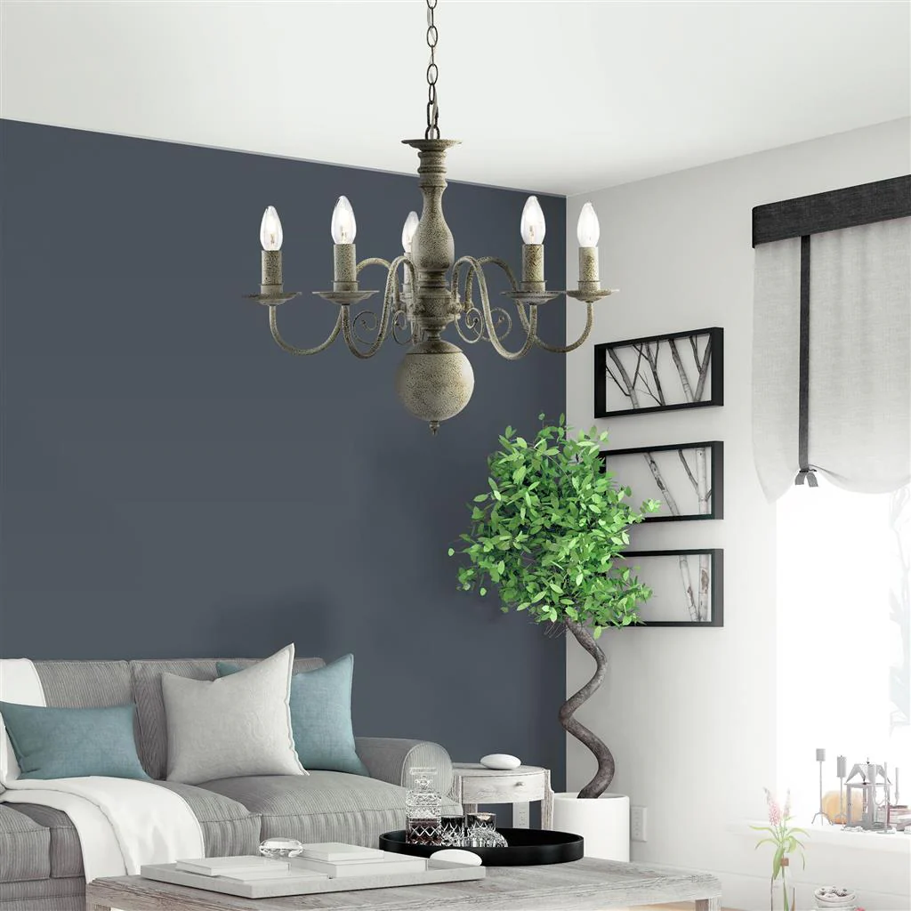 Greythorne 5/8Lt Multi-Arm Pendant - Textured Grey Metal - Image 5