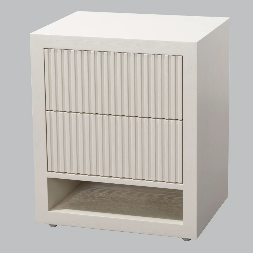 Marans 2 Drawer Side Table - White/Chocolate - Image 2