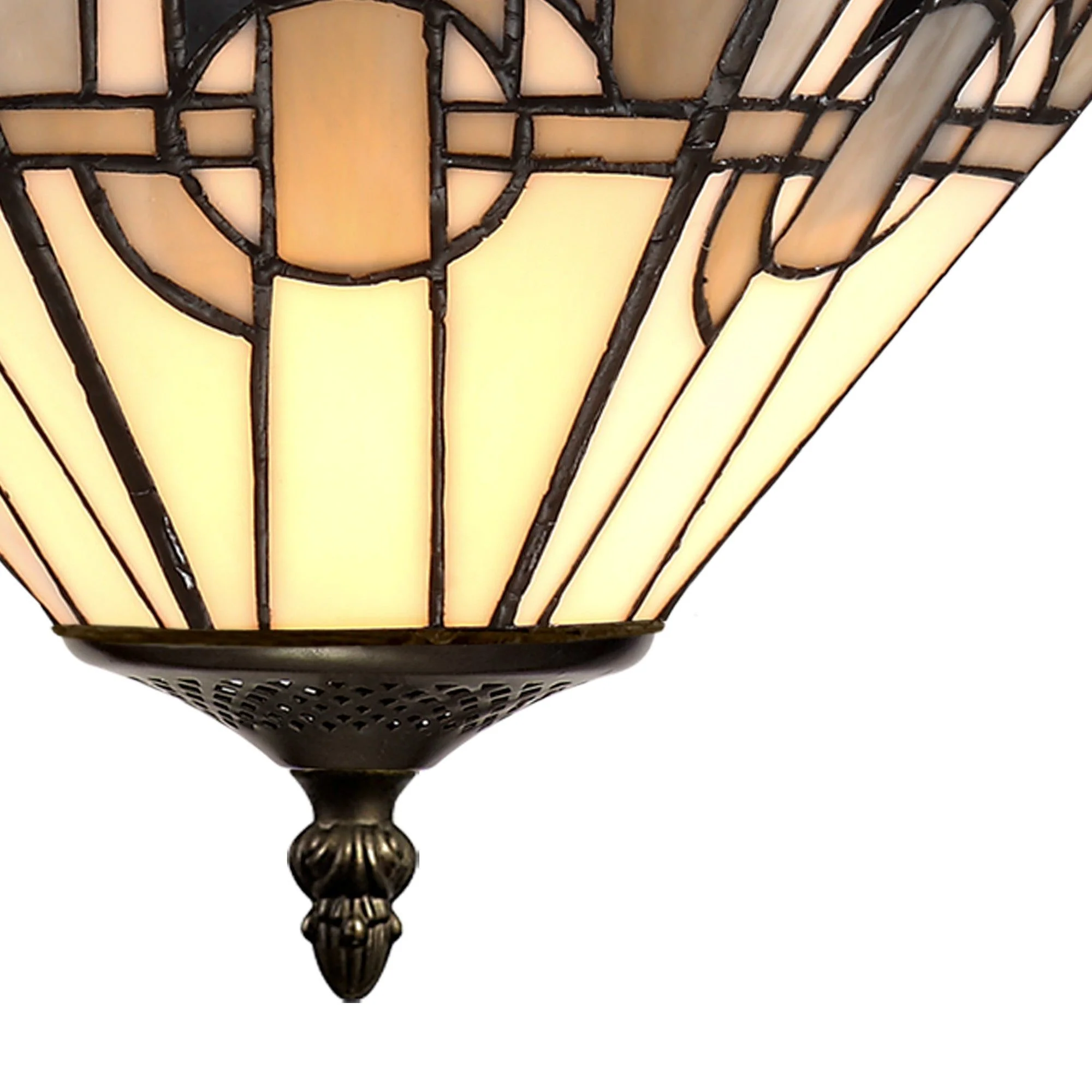 Guild 1 Light Uplighter Pendant E27 With 30cm Tiffany Shade, White/Grey/Black/Clear Crystal - Image 4