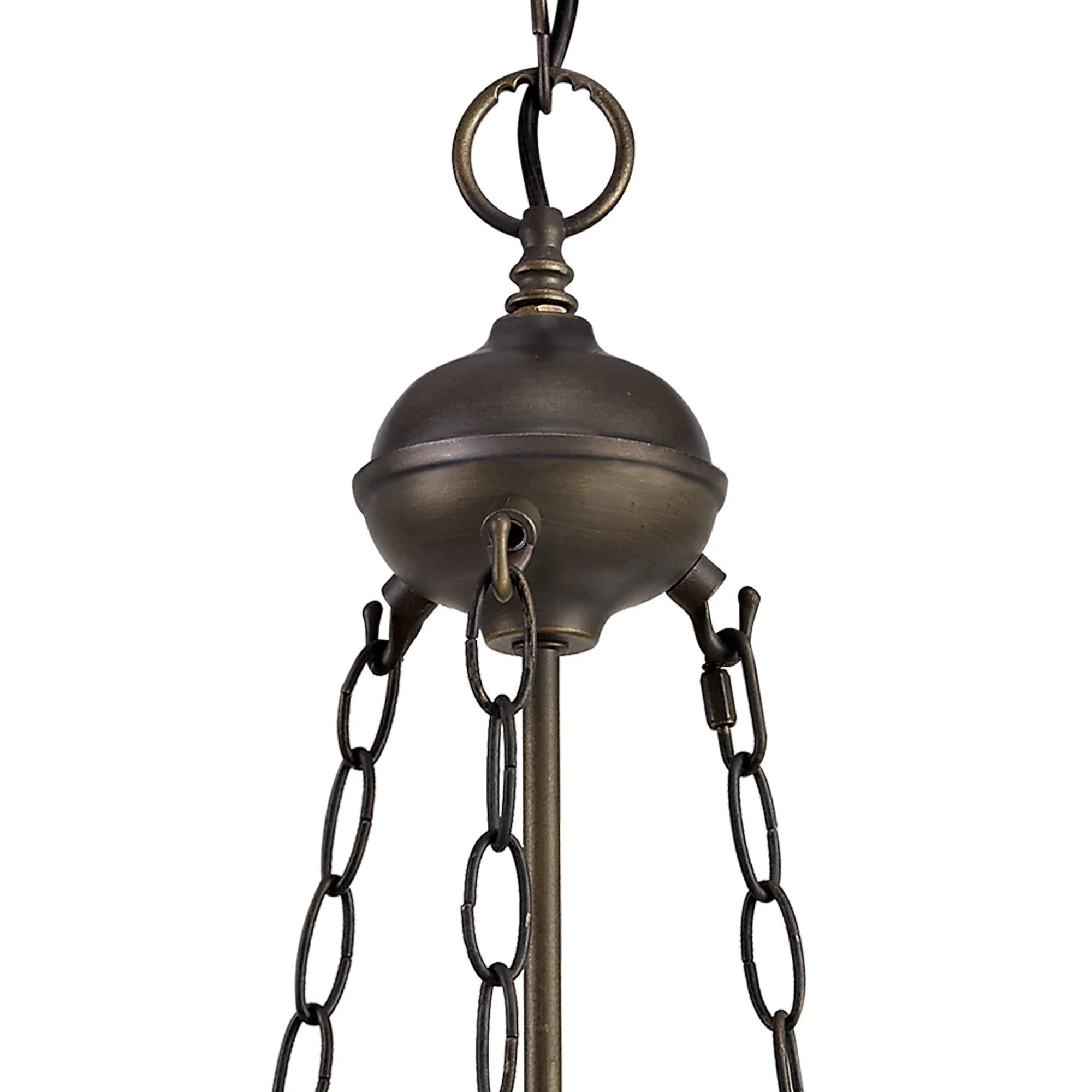 Guild 2/3/4 Light Uplighter Pendant E27 With 30cm Tiffany Shade, White/Grey/Black/Clear Crystal/Aged Antique Brass - Image 4