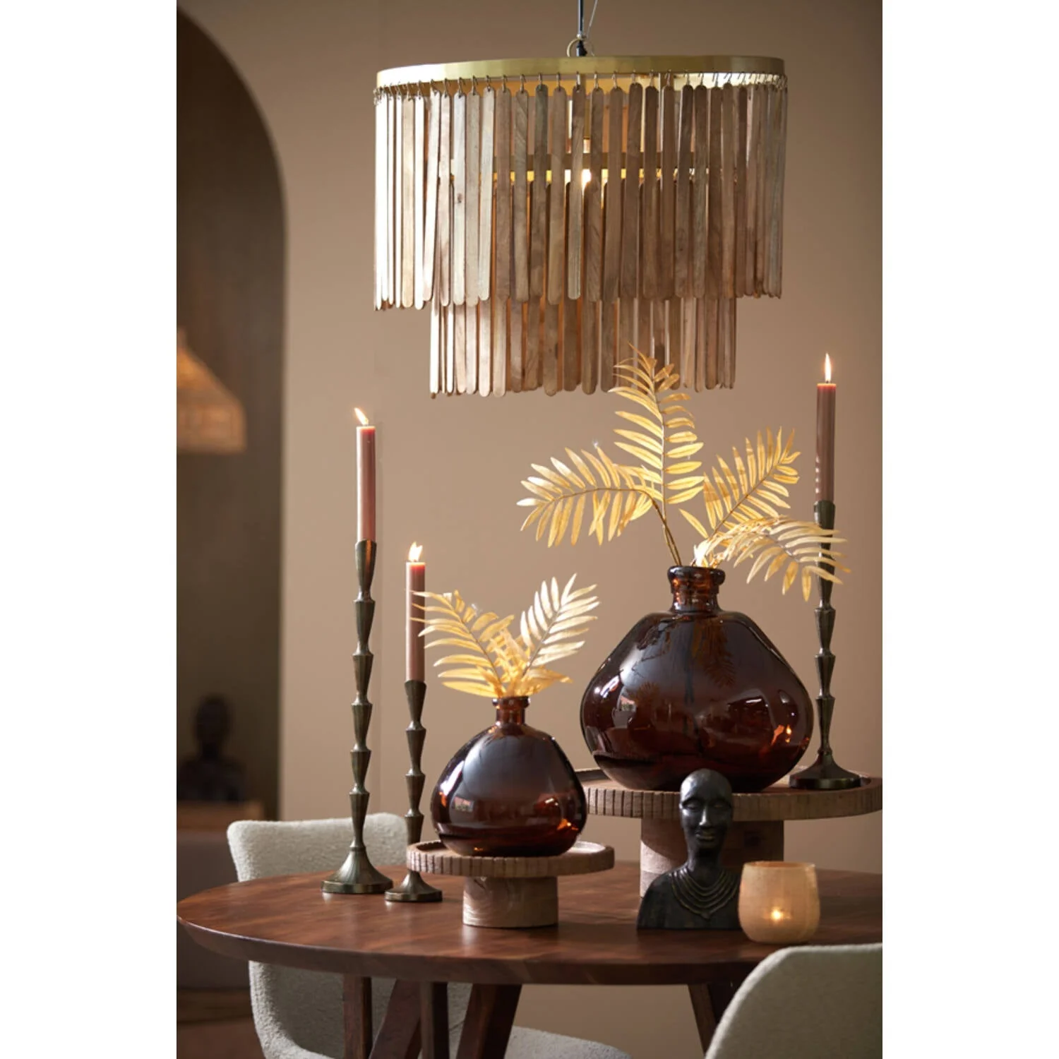 Gularo Hanging lamp- Wood Brown+Bronze - Image 5