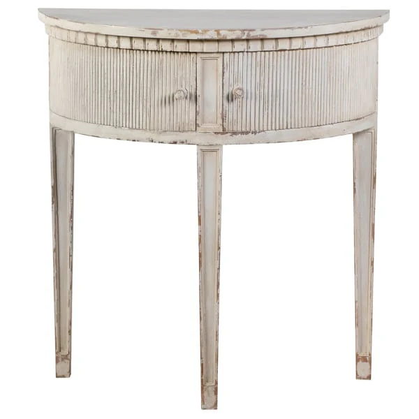 Ethel 2 Drawer Demi Lune Ribbed Console Table - Image 2