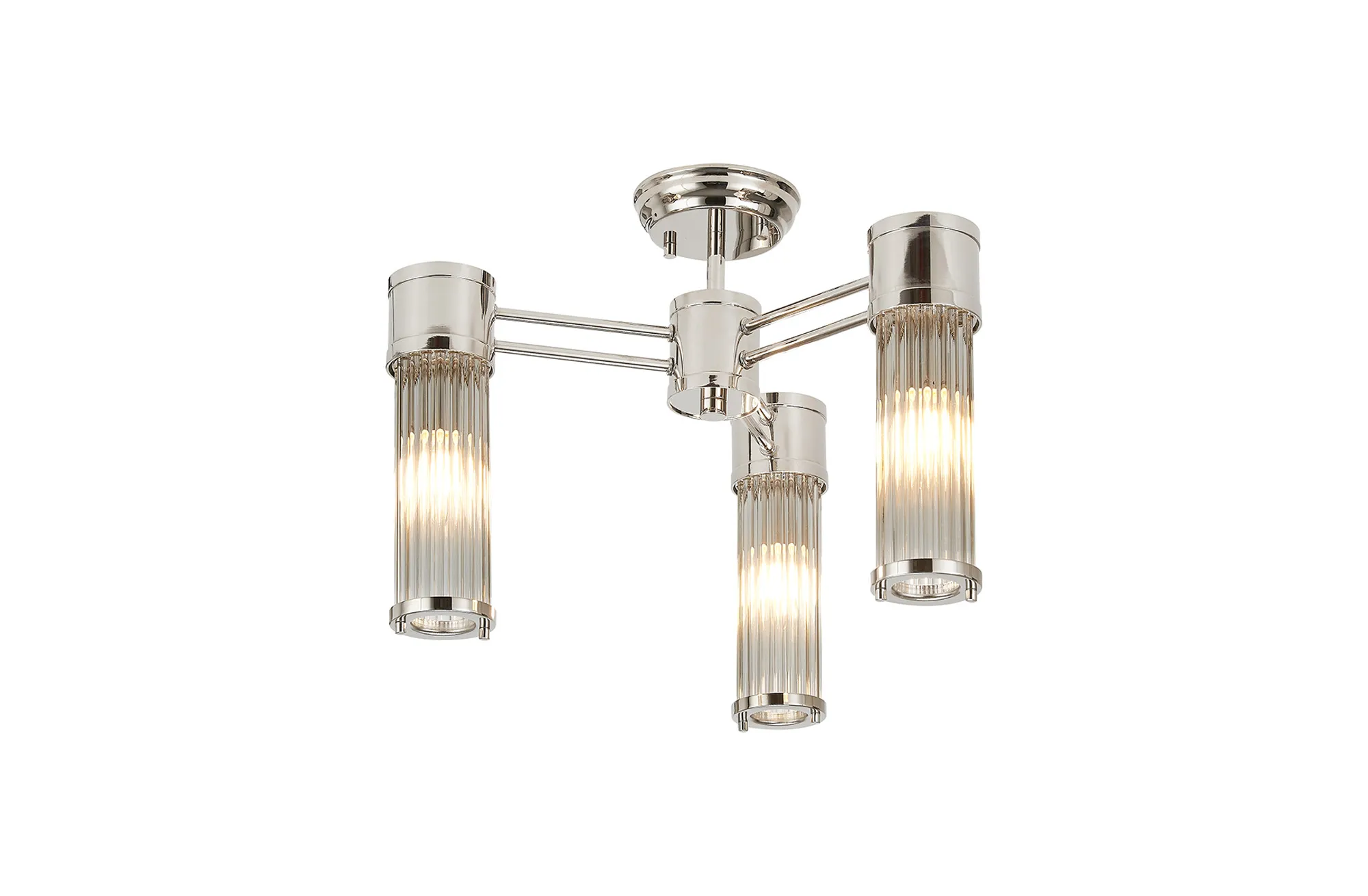 Gwen 3 Light Glass Rod Semi Flush IP44- Various Finishes