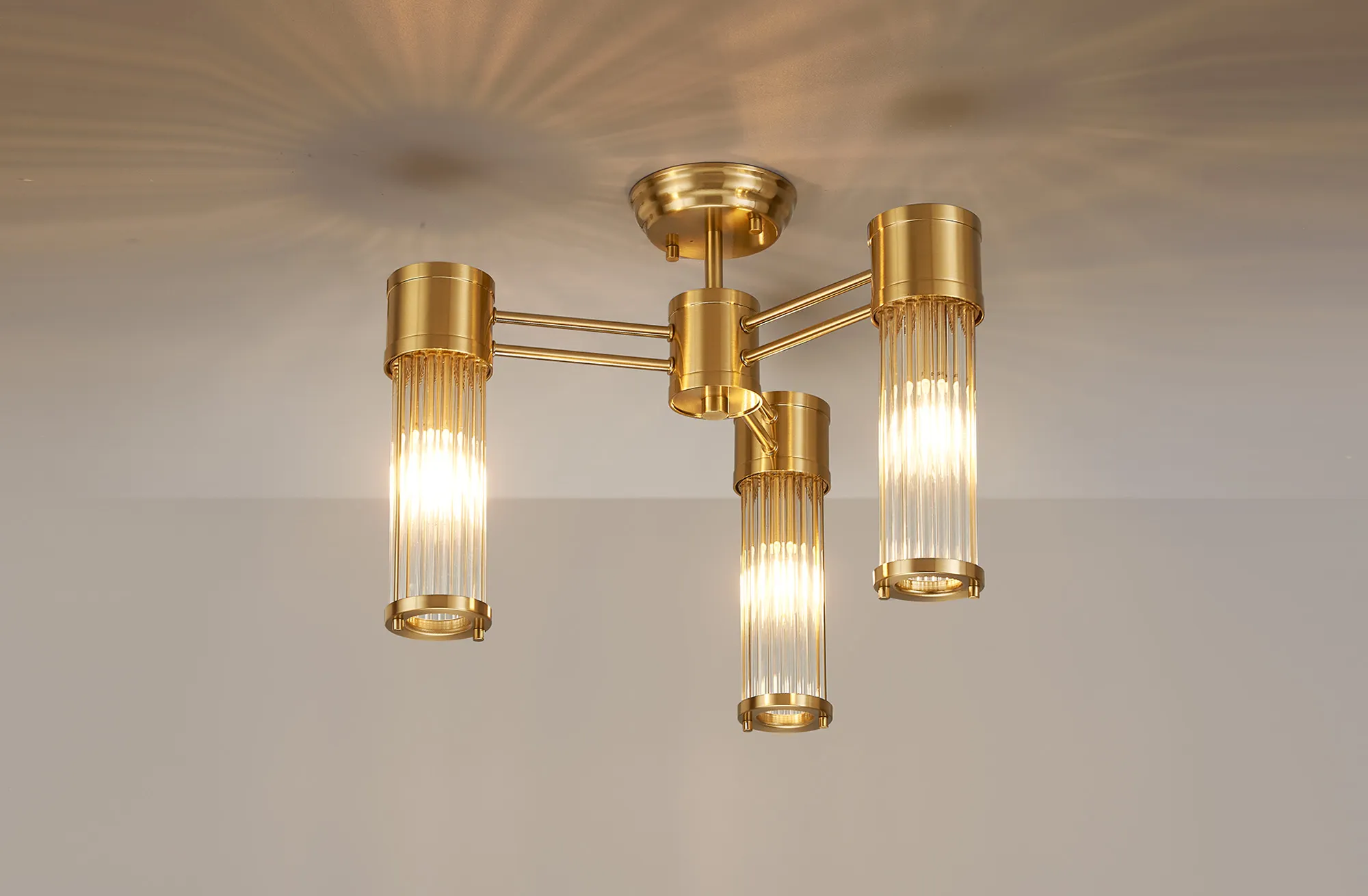 Gwen 3 Light Glass Rod Semi Flush IP44- Various Finishes - Image 11