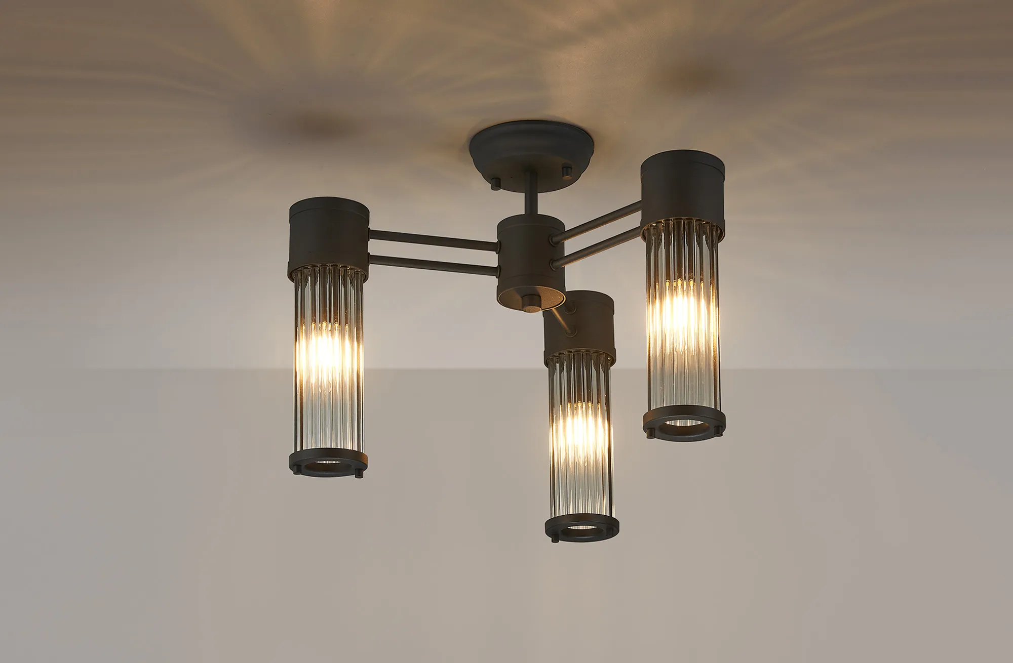 Gwen 3 Light Glass Rod Semi Flush IP44- Various Finishes - Image 13
