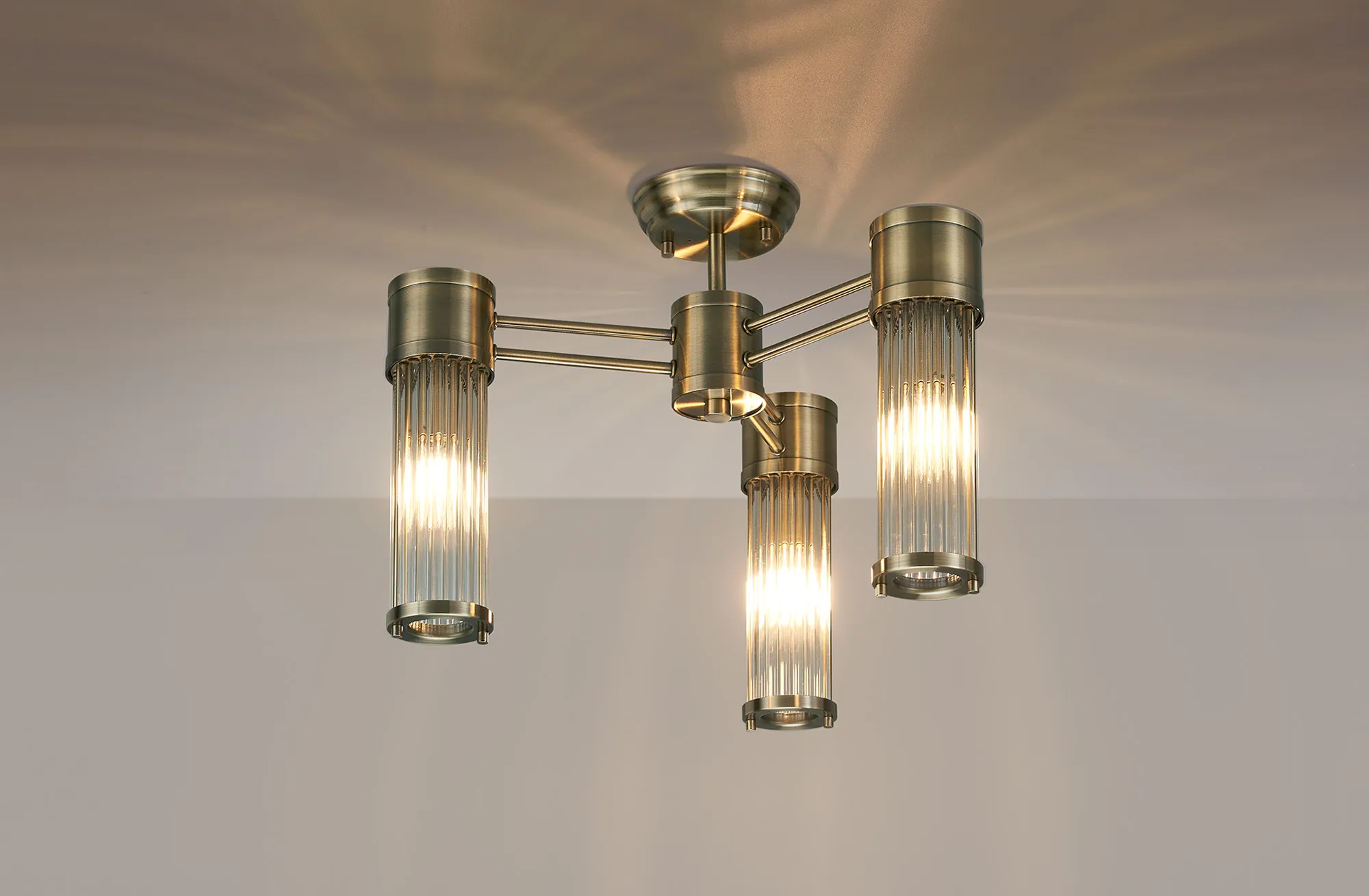 Gwen 3 Light Glass Rod Semi Flush IP44- Various Finishes - Image 16