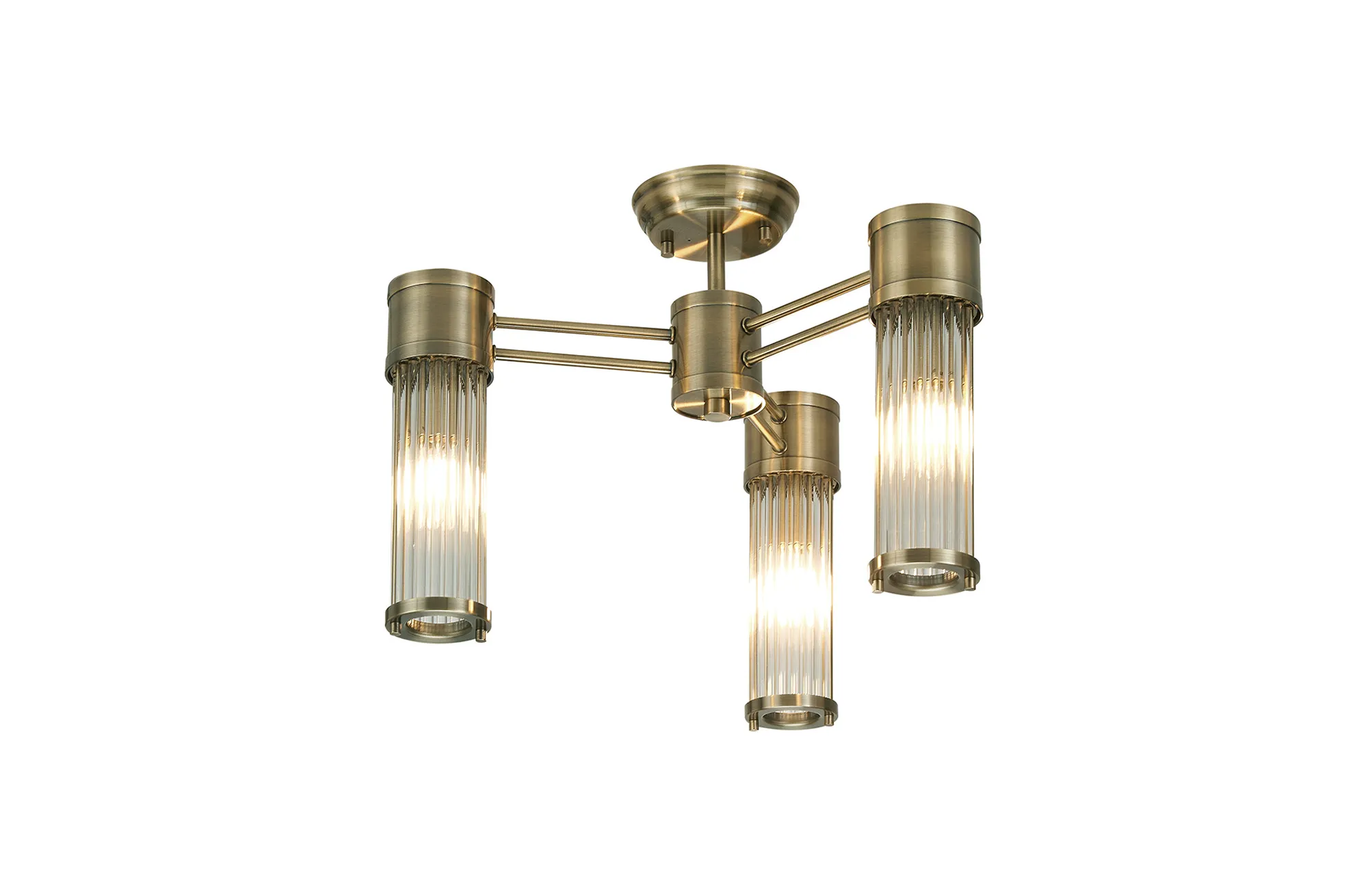Gwen 3 Light Glass Rod Semi Flush IP44- Various Finishes - Image 2