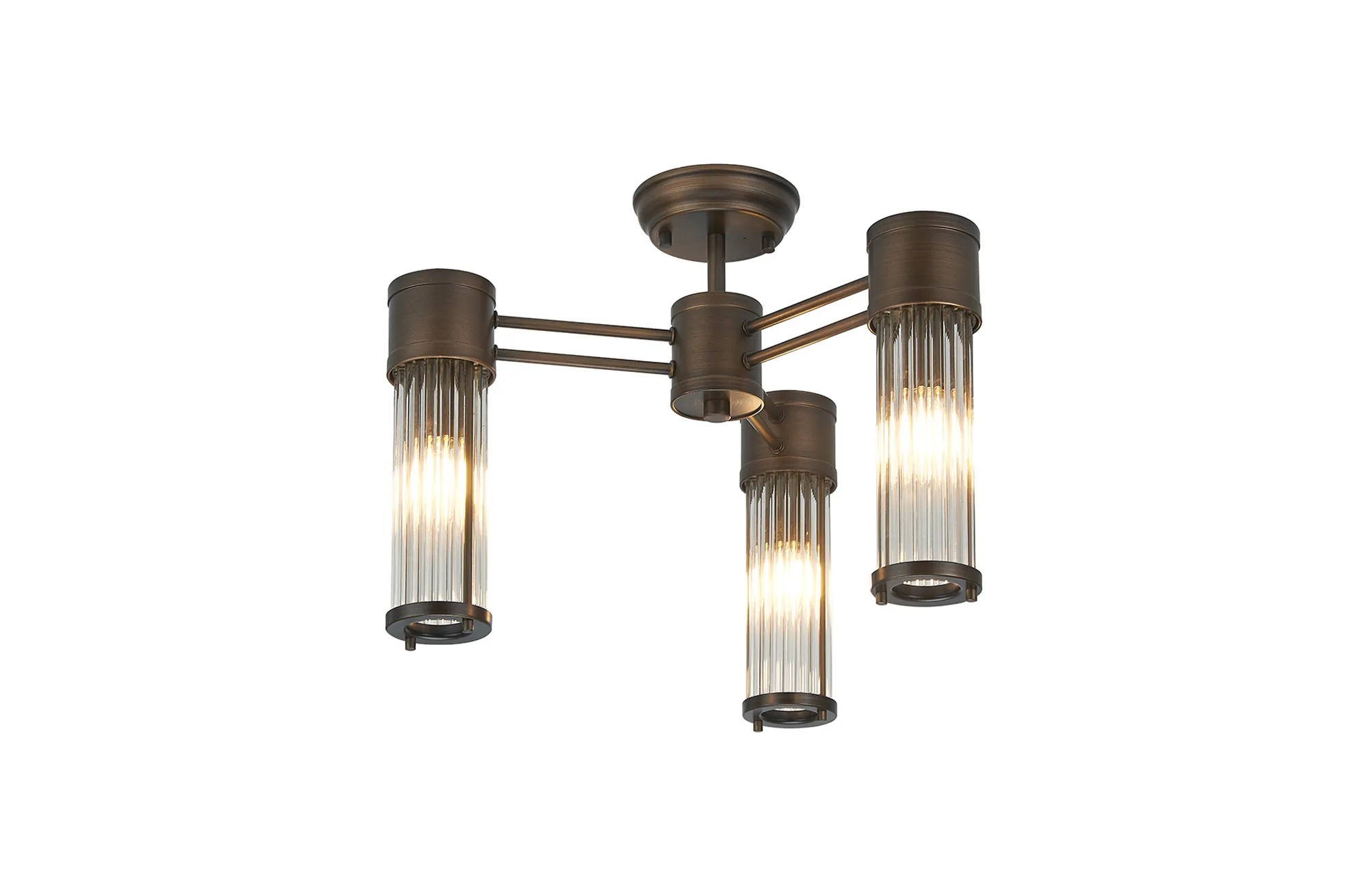 Gwen 3 Light Glass Rod Semi Flush IP44- Various Finishes - Image 3