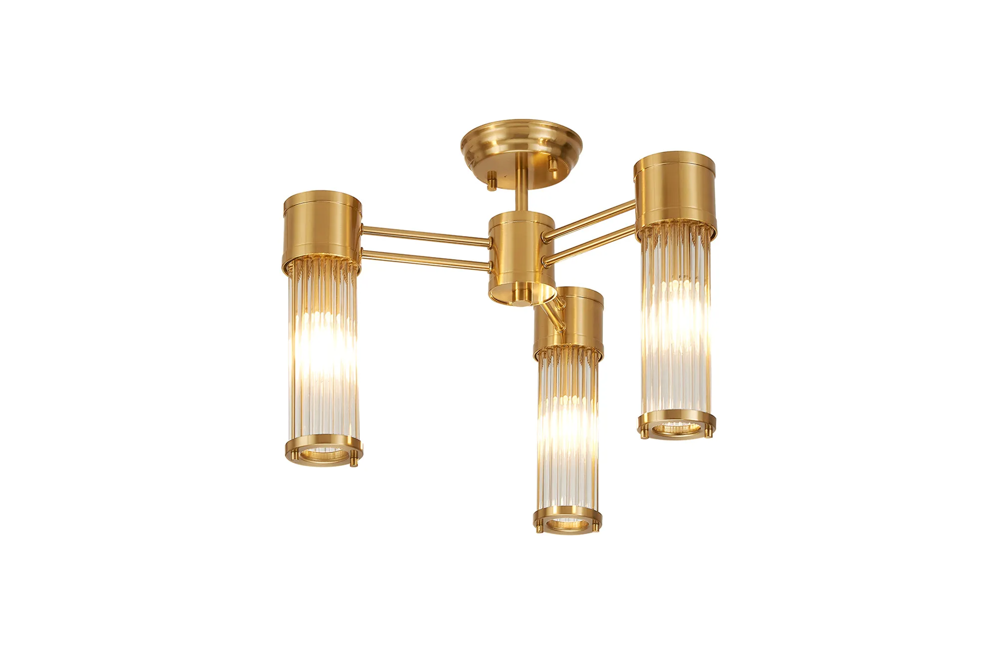 Gwen 3 Light Glass Rod Semi Flush IP44- Various Finishes - Image 4